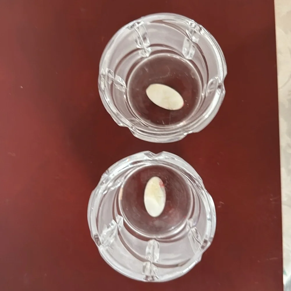 Vintage Pair of Frosted 24% Lead Crystal Votive / Tea Light Candle Holders-USA